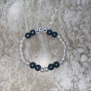 Faux Pearl & Gray Mom Bracelet
